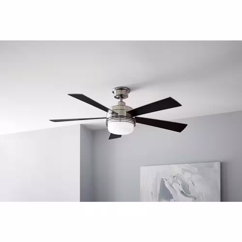 Hampton Bay Sussex II 52 in. LED Brushed Nickel Ceiling Fan with Light and Remote Control