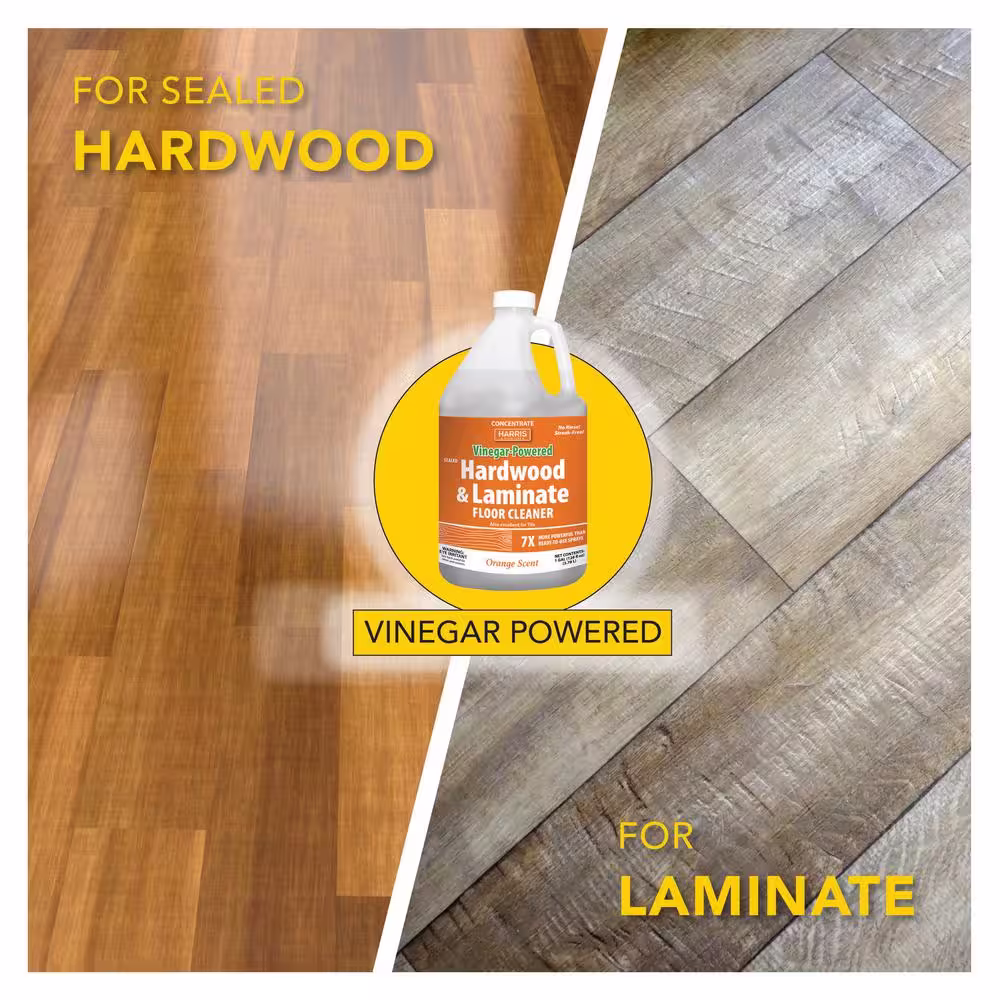 Harris 128 oz. Vinegar-Powered Sealed Hardwood and Laminate Floor Cleaner with Orange Scent
