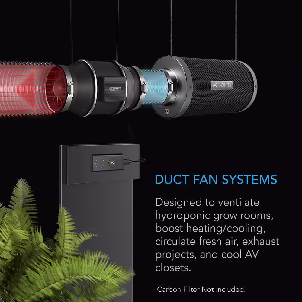 AC Infinity Cloudline S6 Quiet 6 in. Inline Duct Fan Speed Controller Heating Cooling Booster Hydroponics Grow Tents Ventilation