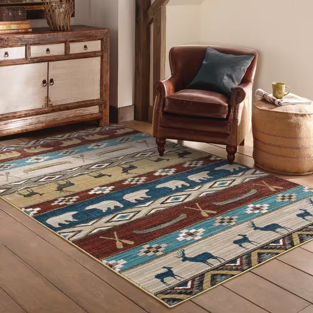 None Bazaar Aspen Multi 7 ft. 10 in. x 10 ft. Lodge Area Rug