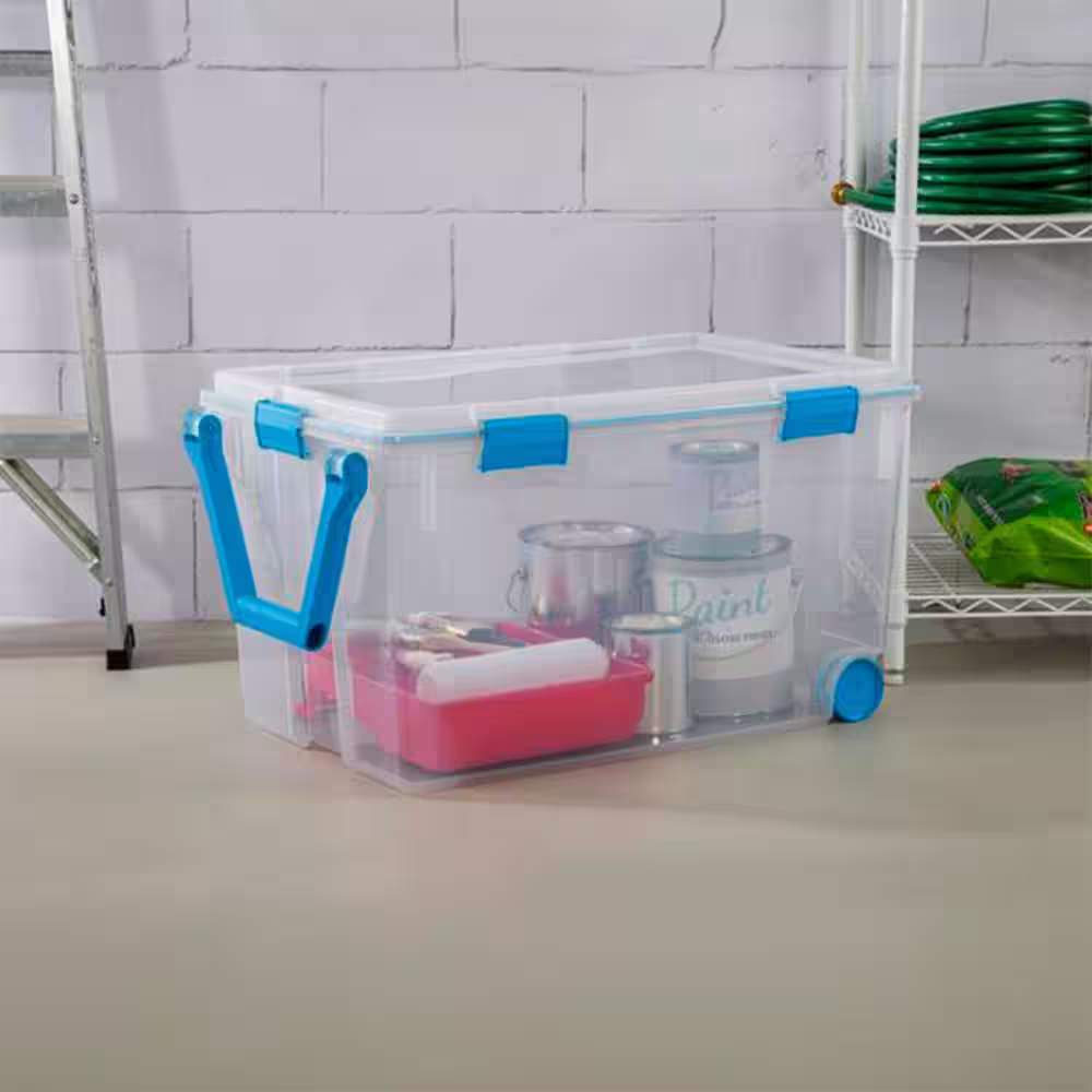 Sterilite 120 qt. Plastic Home Storage Box with Latching Lid in Clear, 6-Pack