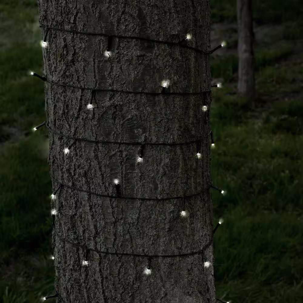 Pure Garden 200 Bulb Outdoor 72 ft. L Solar Powered Integrated LED String Lights with Round Bulbs