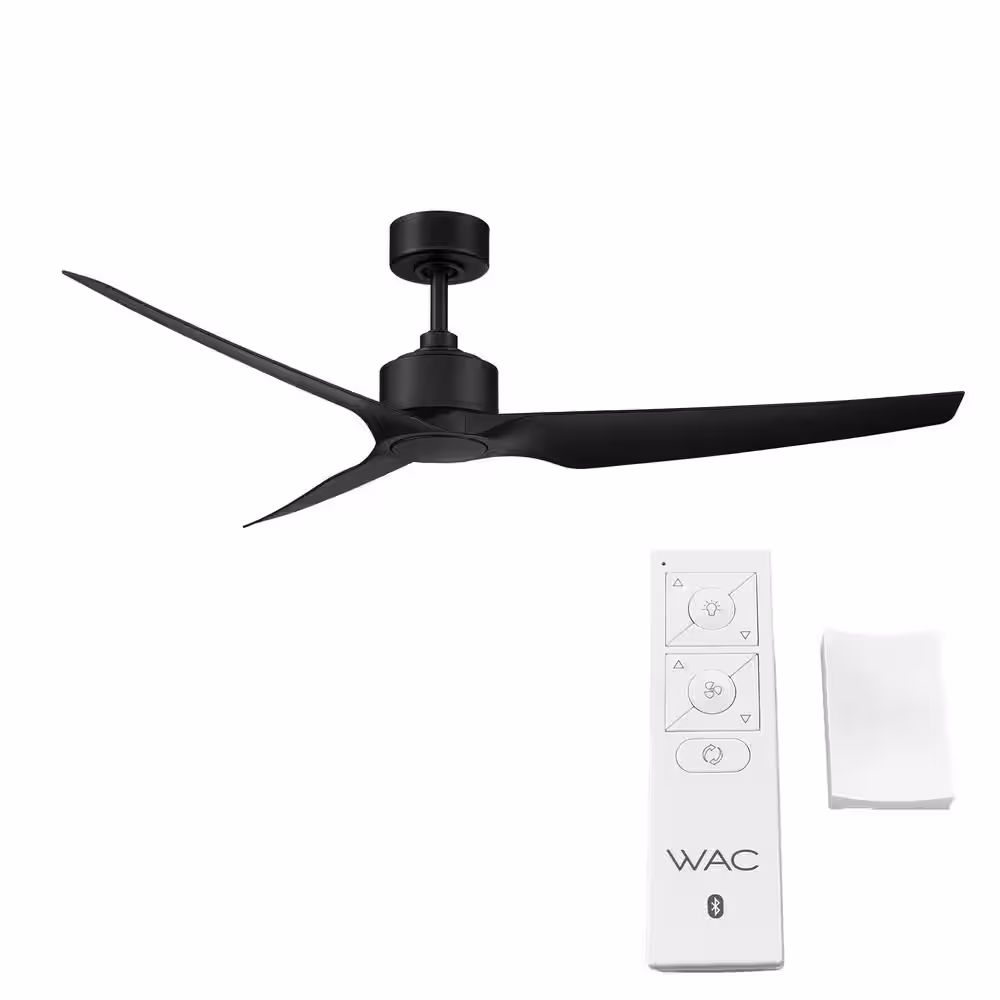 Modern Forms Stella 60 in. Indoor and Outdoor 3-Blade Smart Matte Black Ceiling Fan with Remote Control