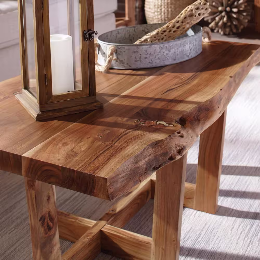 Alaterre Furniture Berkshire 42 in. Natural Large Rectangle Wood Coffee Table with Live Edge