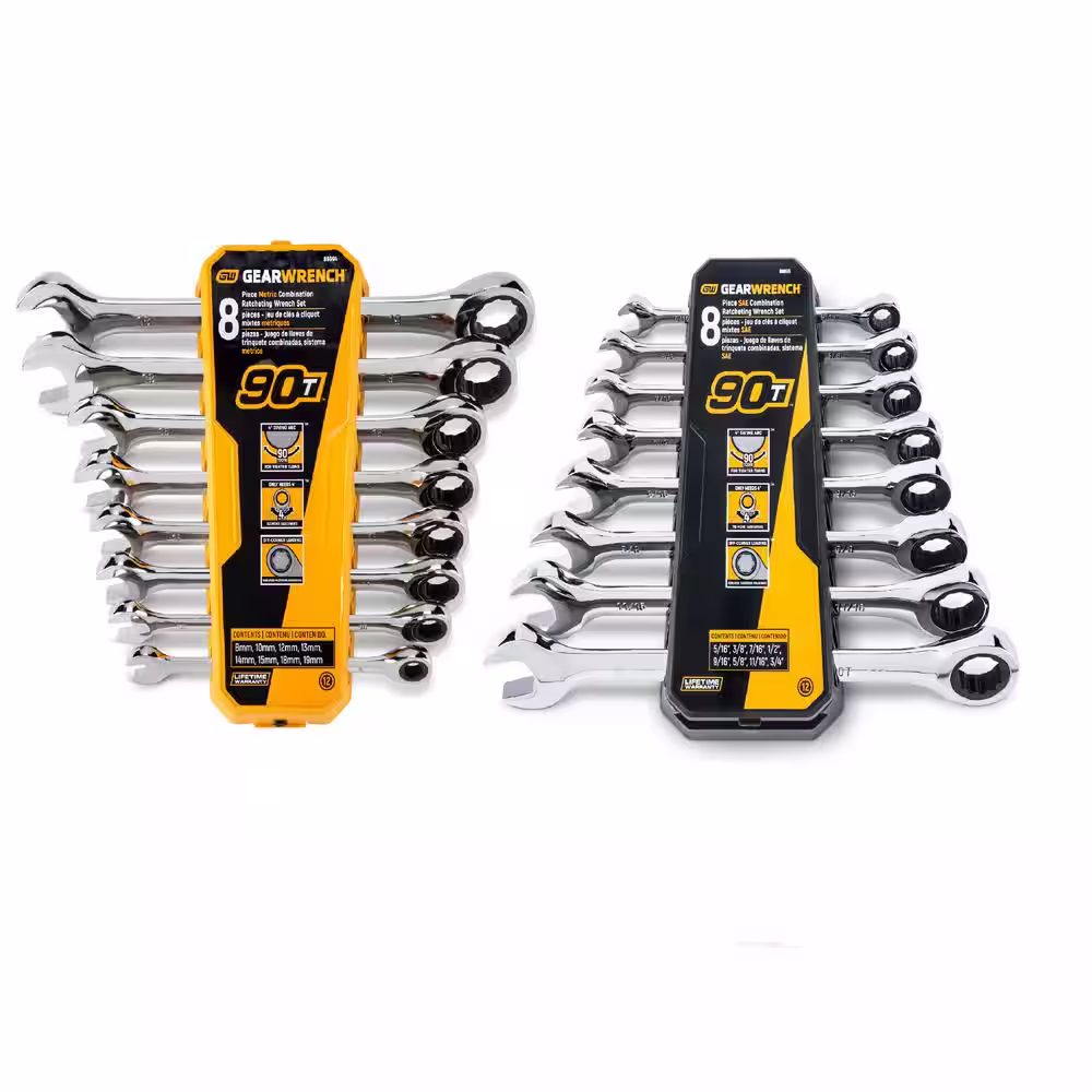 None Combination Ratcheting Wrench Set SAE/MM (16-Piece)