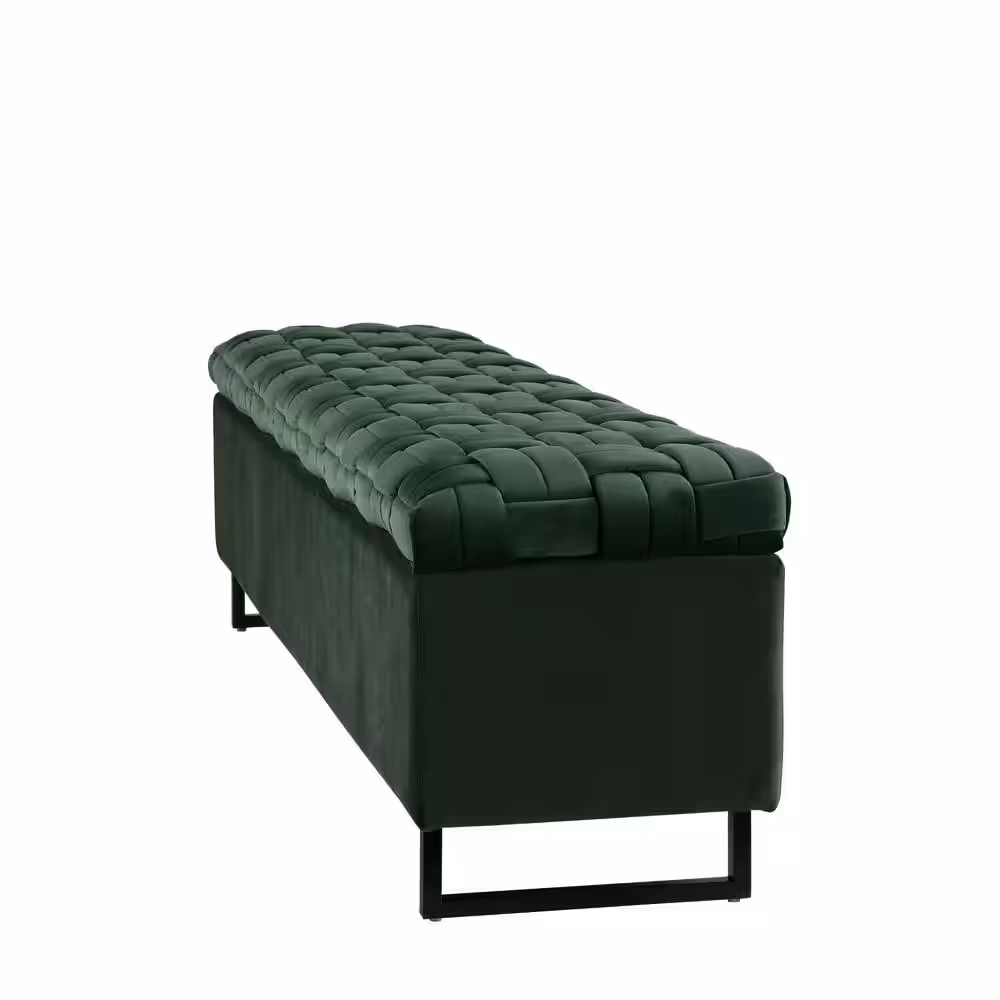 Inspired Home Ruth 18.1 in. W H x 15.7 in. W 20- Pair Hunter Green Wood Shoe Storage Bench with Upholstered Velvet