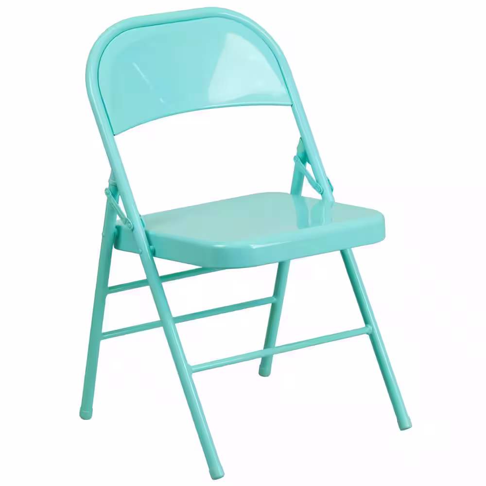 Flash Furniture Tantalizing Teal Metal Folding Chair (4-Pack)