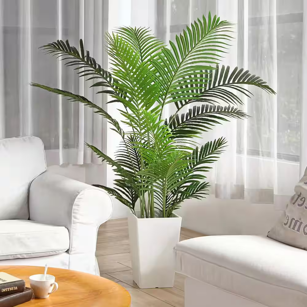 None 5 ft. Green Artificial Areca Palm Plant Fake Palm Tree