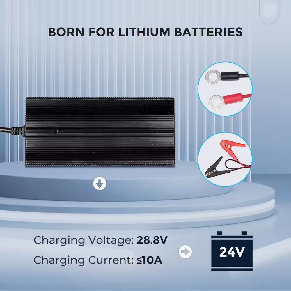 Renogy 24V 10A 240-Watt AC-to-DC LFP Portable Solar Battery Charger Plug-and-Play