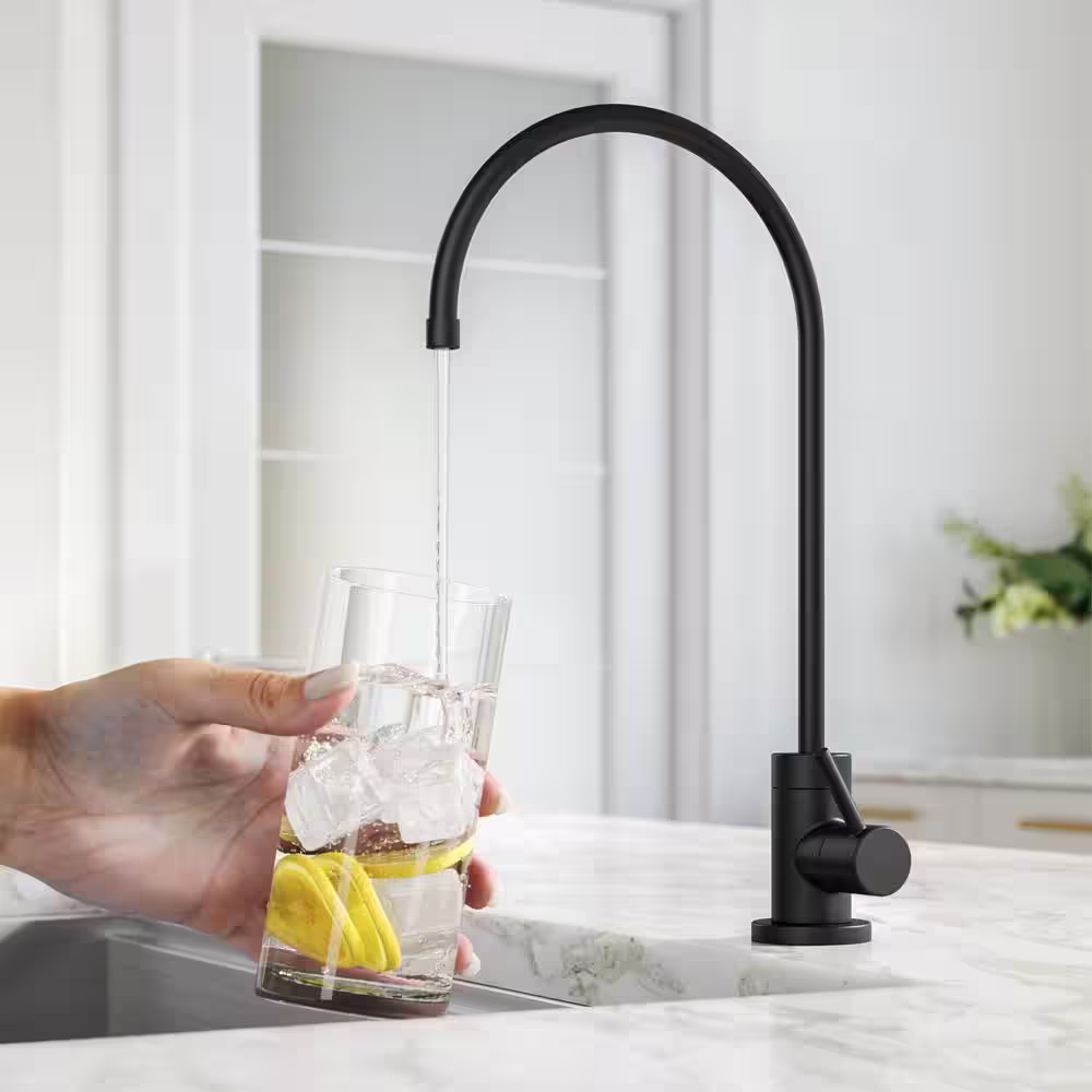 KRAUS Purita 2-Stage Under-Sink Filtration System with Single Handle Drinking Water Filter Faucet in Matte Black