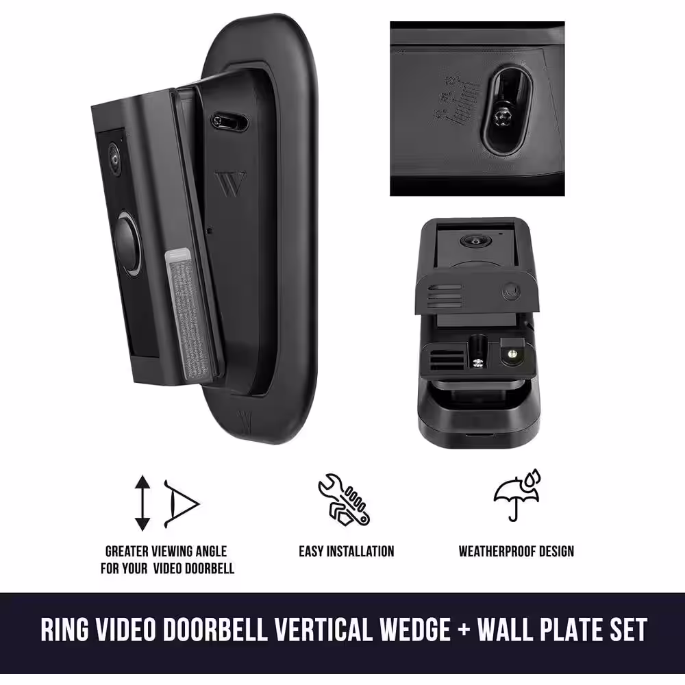 Wasserstein Vertical Adjustable Angle Mount and Wall Plate for Ring Video Doorbell Wired
