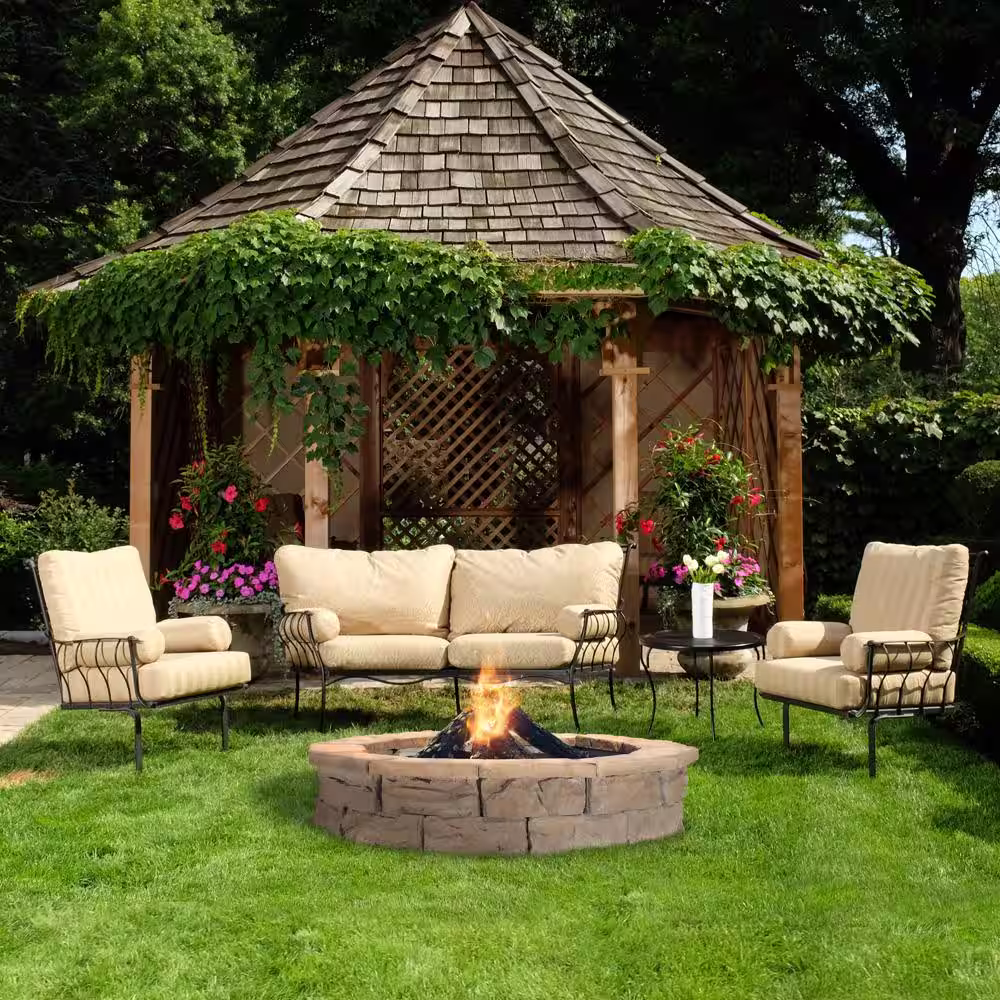 Natural Concrete Products Co 44 in. Fossill Brown Round Fire Pit Kit