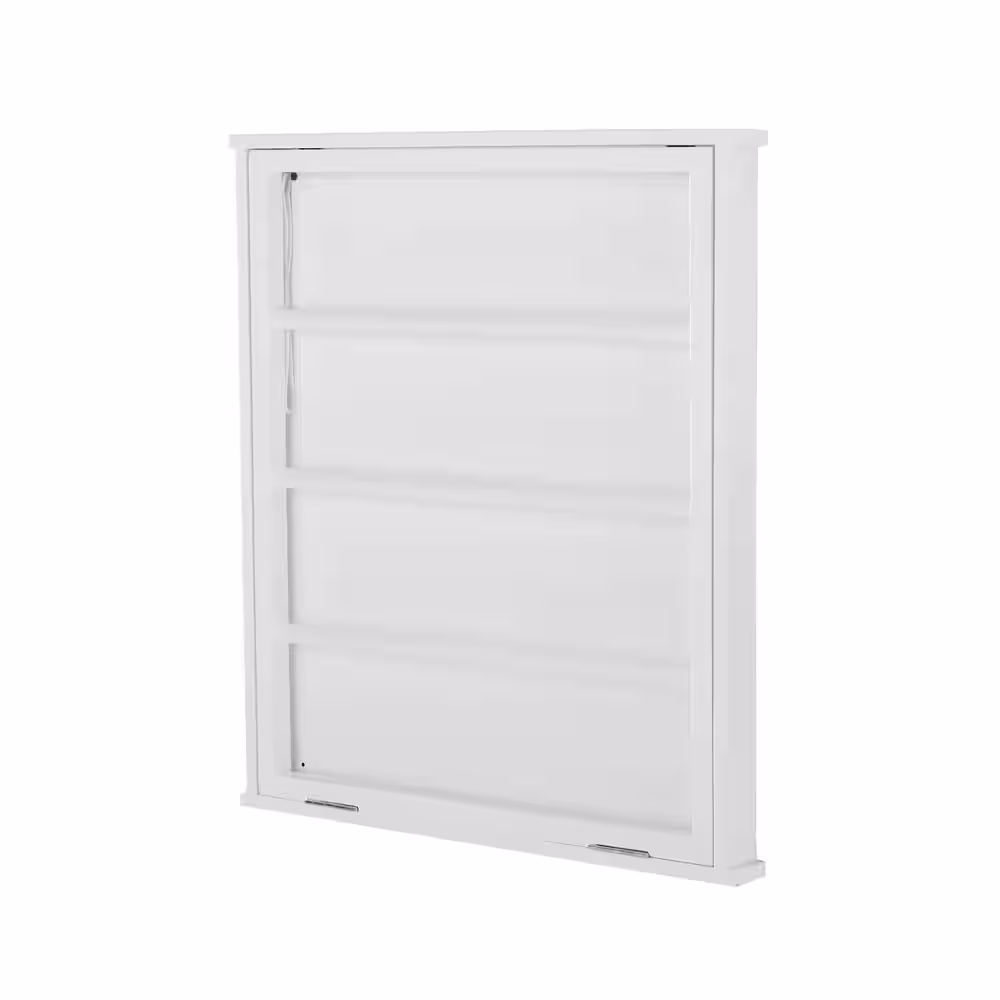 StyleWell 27 in. H x 24 in. W x 2 in. D White Wood Collapsible Laundry Wall Rack