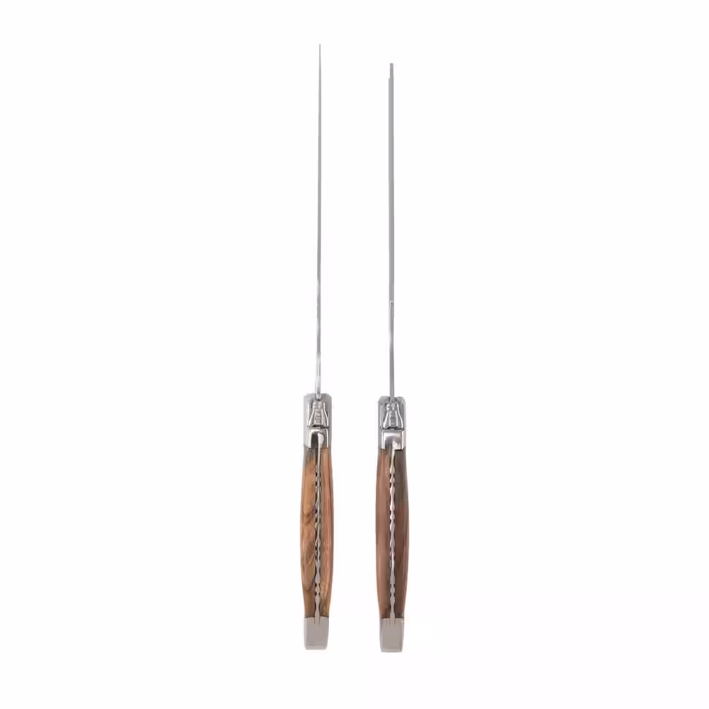 French Home Laguiole Olivewood Carving Knife and Fork Set