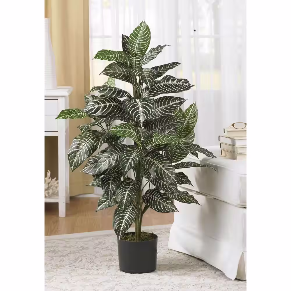 Nearly Natural 3 ft. Artificial Zebra Silk Plant