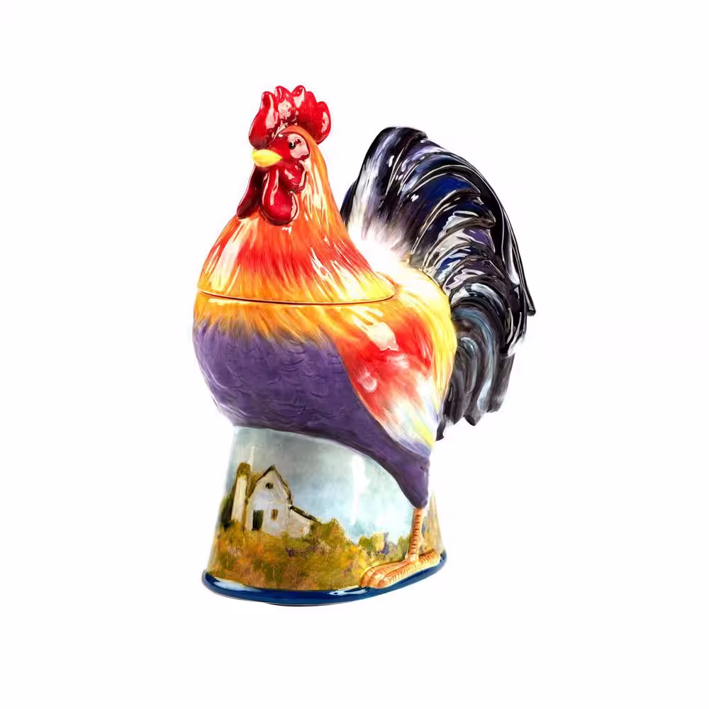 Certified International Rooster Meadow 3-D Rooster 1-Piece Cookie Jar