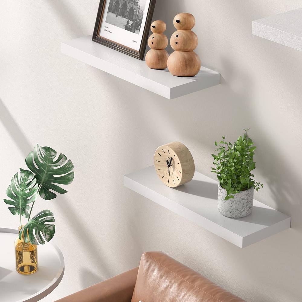 None 15 in. W x 6.7 in. D White Floating Decorative Wall Shelf (Set of 3)