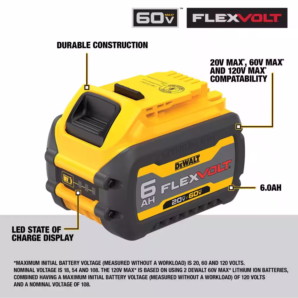 DEWALT FLEXVOLT 20V/60V MAX Lithium-Ion 6.0Ah Battery Pack