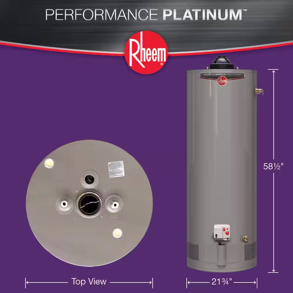 Rheem Performance Platinum 50 Gal.Tall 12-Year 36,000 BTU Powered Damper Liquid Propane Tank Water Heater