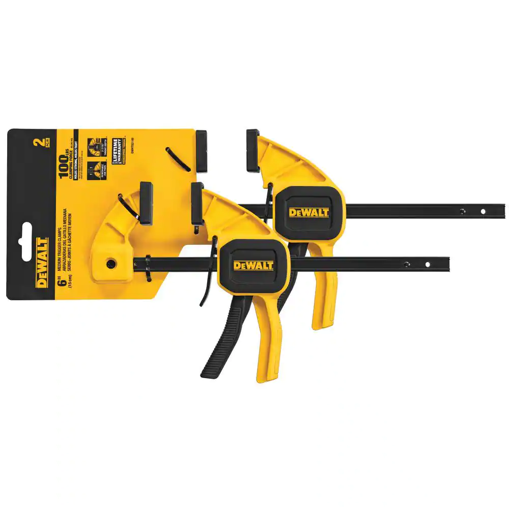 DEWALT 6 in. 100 lbs. Trigger Clamps (2 Pack) with 2.43 in Throat Depth