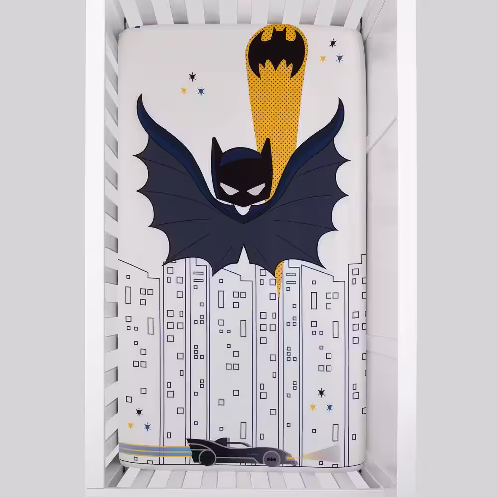 None Batman White Polyester Crib Sheet