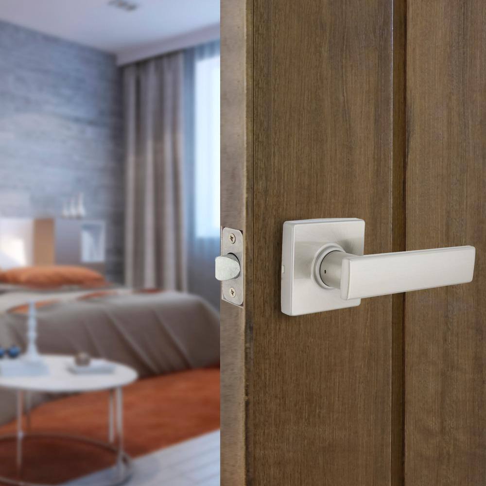 Defiant Westwood Satin Nickel Hall and Closet Door Lever with Square Rose (4-Pack)