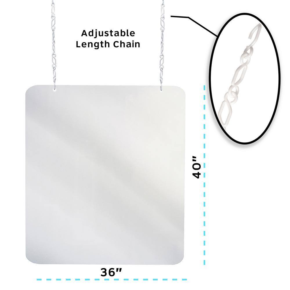 Alpine Industries 36 in. x 40 in. x 0.18 in. Clear Acrylic Sheet Hanging Protective Sneeze Guard
