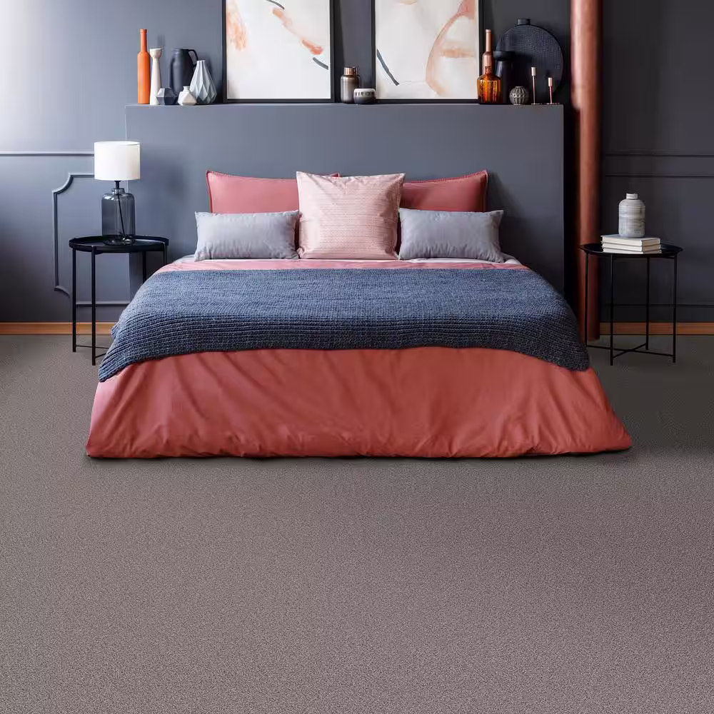 Home Decorators Collection Sussex - Kindle - Gray 12 ft. 40 oz. SD Polyester Texture Full Roll Carpet (1080 sq. ft./Roll)
