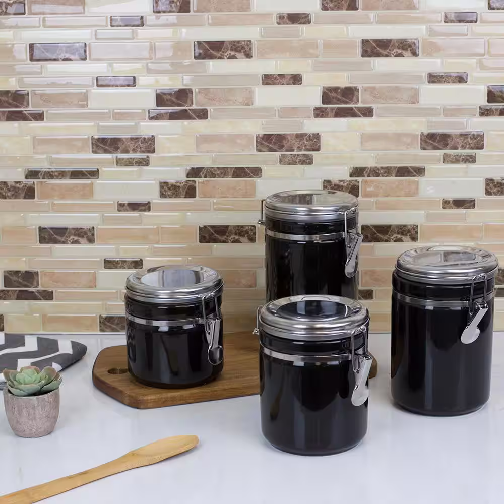 Home Basics 4-Piece Canister Set with Stainless Steel Tops