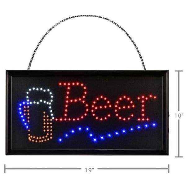 Alpine Industries 19 in. x 10 in. LED Rectangular Beer Sign with 2 Display Modes (2-Pack)