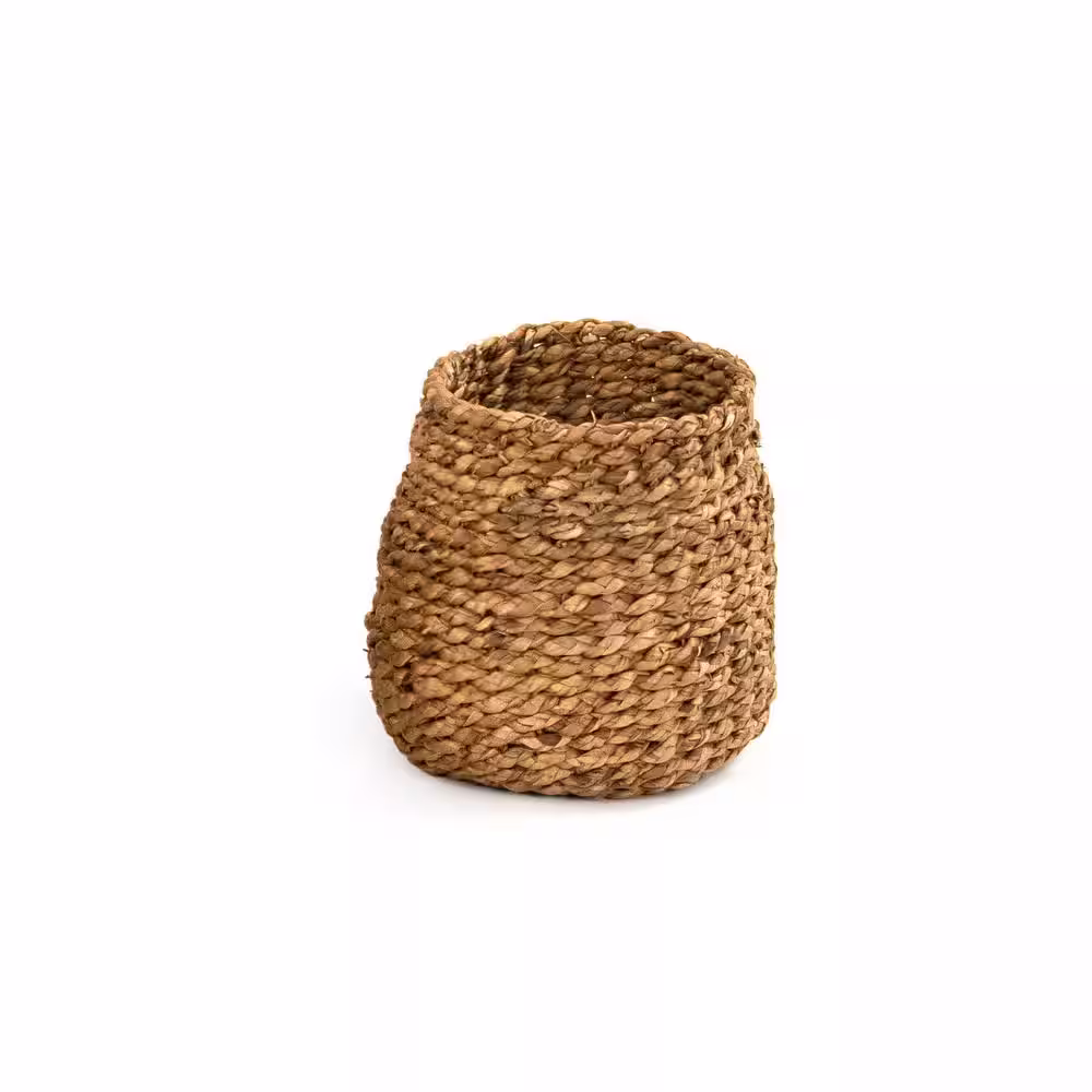 Zentique Round Concave Hand Woven Wicker Water Hyacinth Small Basket without Handles