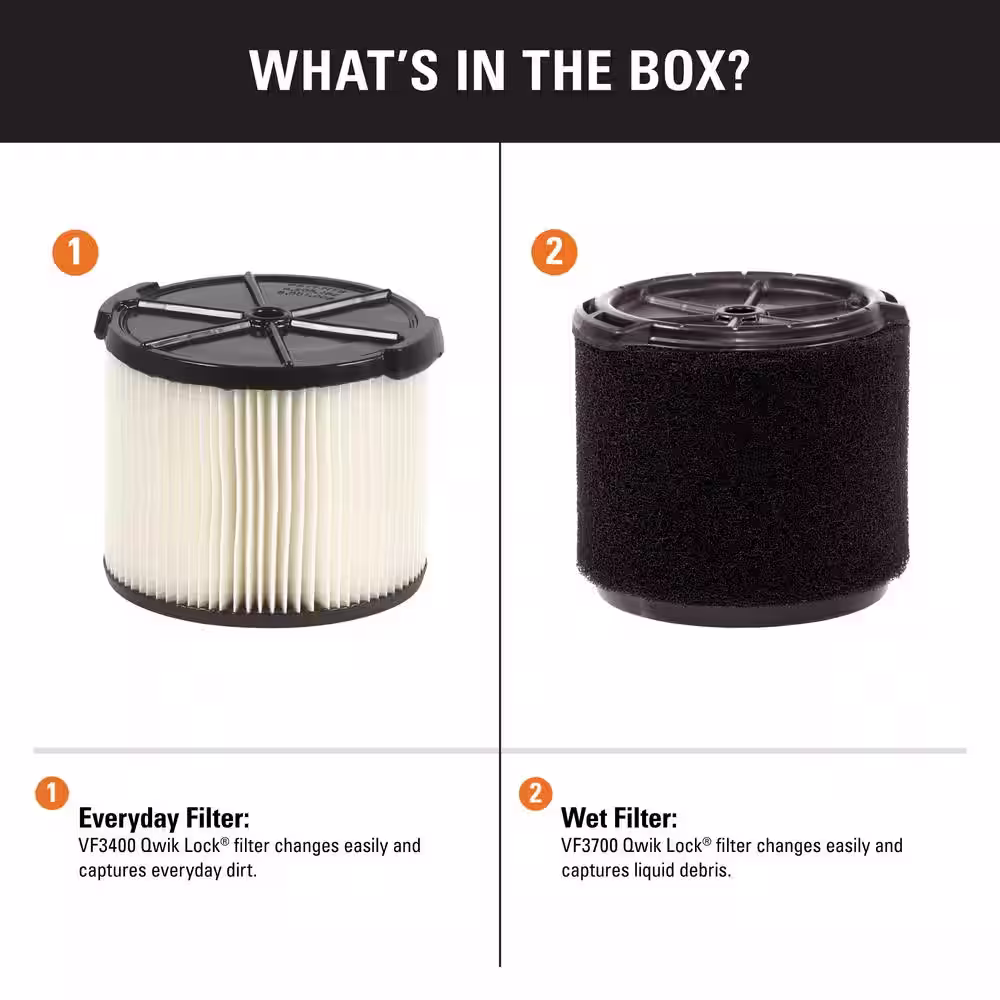 RIDGID General Debris and Wet Debris Wet/Dry Vac Cartridge Filters for Most 3 to 4.5 Gallon RIDGID Shop Vacuums (2-Pack)
