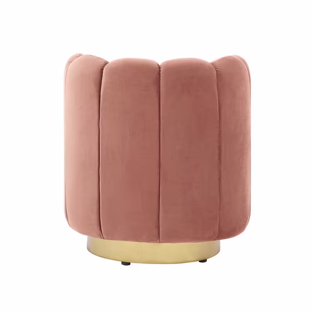 Nicole Miller Stefan Blush/Gold Velvet Accent Chair with Upholstered Armless