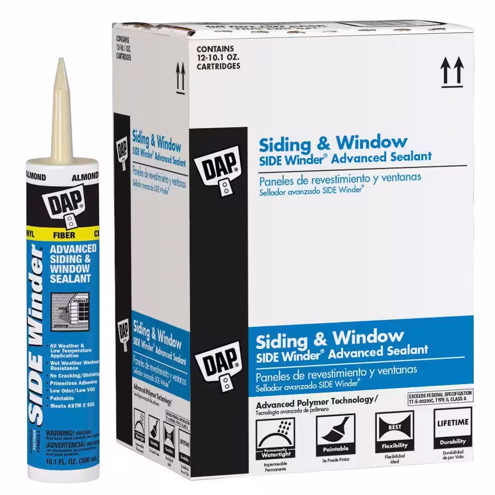 DAP Sidewinder 10.1 oz. Almond Exterior/Interior Polymer Window, Door, and Siding Sealant (12-Pack)
