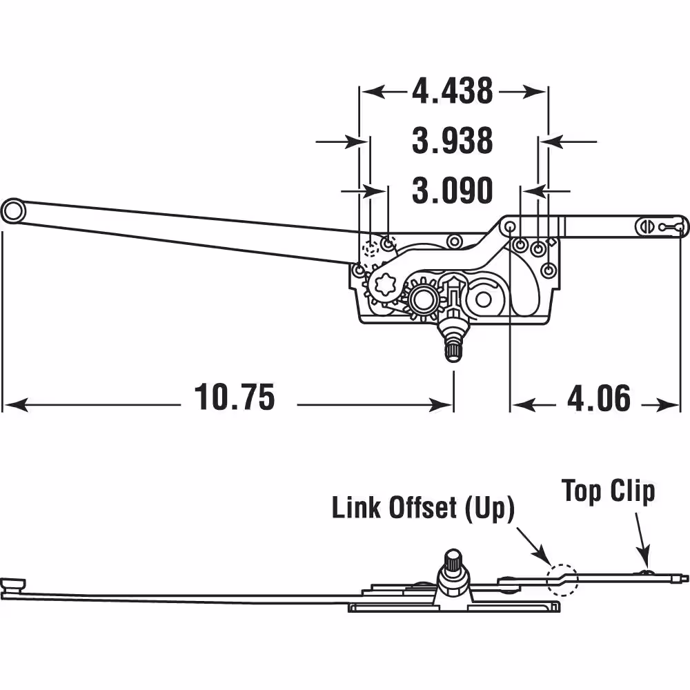 Prime-Line 10 3/4 in., Diecast, Left Hand Casement Dual Arm Operator with Stud Bracket