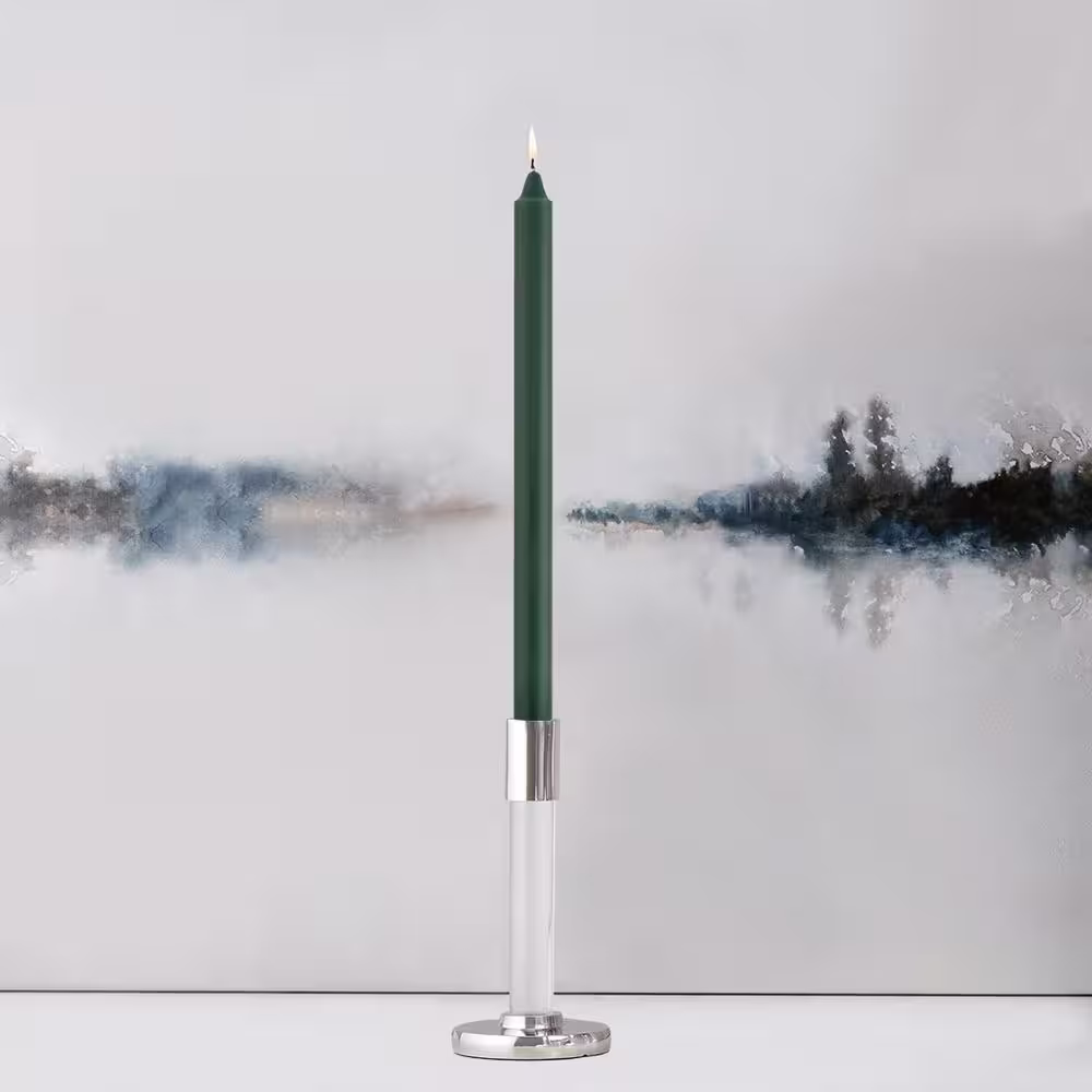 ROOT CANDLES Smooth Arista 12 in. Dark Green Unscented Taper Candle (Set of 12)