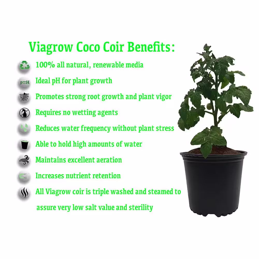 Viagrow 1.5 cu. ft. Coco Coir Fluffed Coconut Pith Fiber Soilless Grow Media Bag