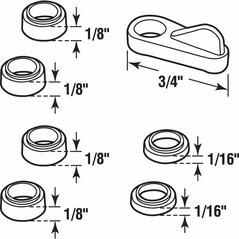 Prime-Line Universal Screen Clips Fits Flush Up To 7/16 in. Diecast White Painted Finish Stackable Height-Adjustment Rings