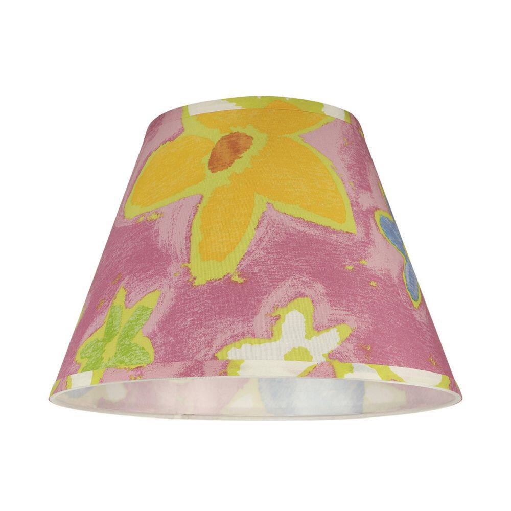 Aspen Creative Corporation 13 in. x 9.5 in. Pink and Flowers Hardback Empire Lamp Shade