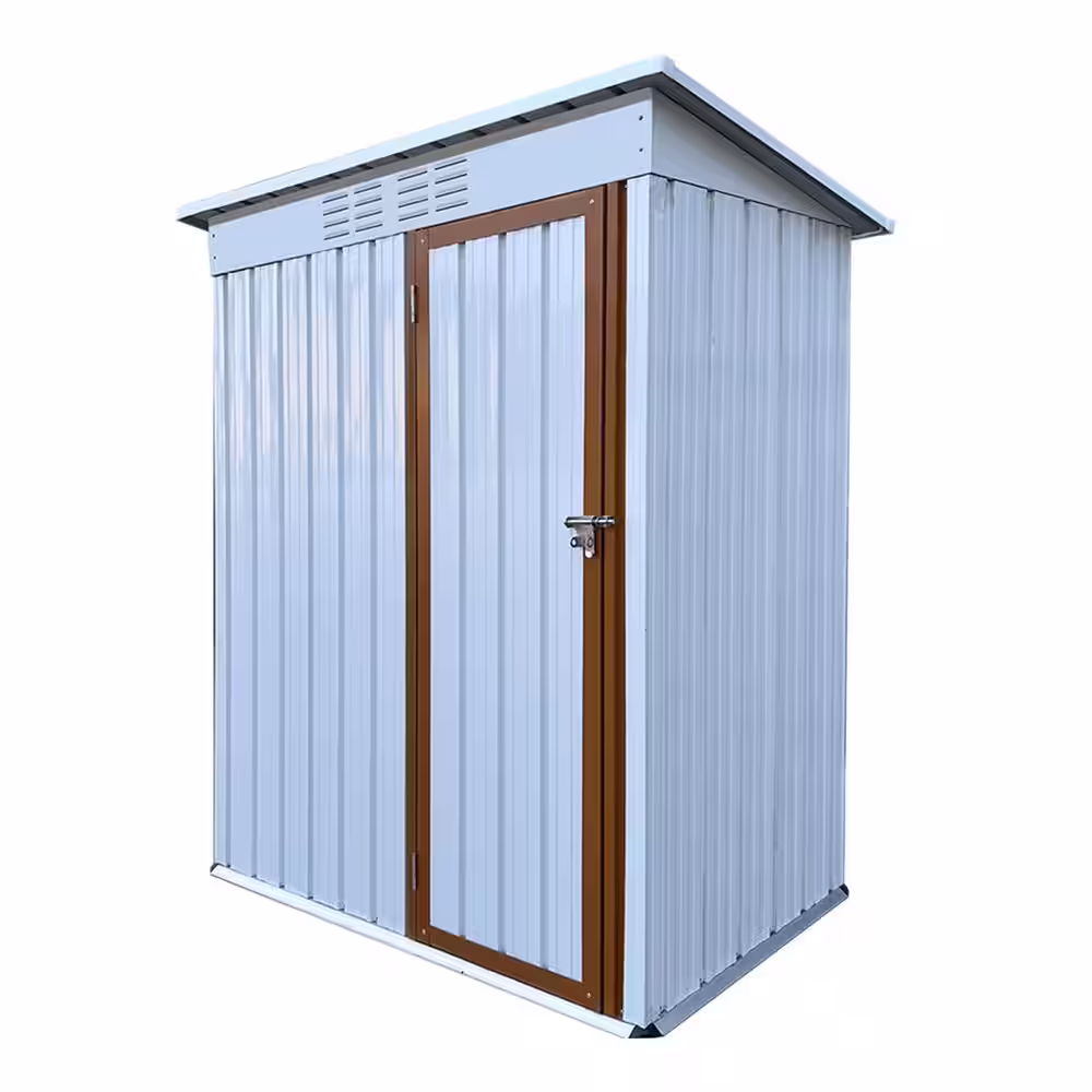Nestfair White 5 ft. W x 3 ft. D Outdoor Storage Metal Shed with Door (15 Sq. ft.)