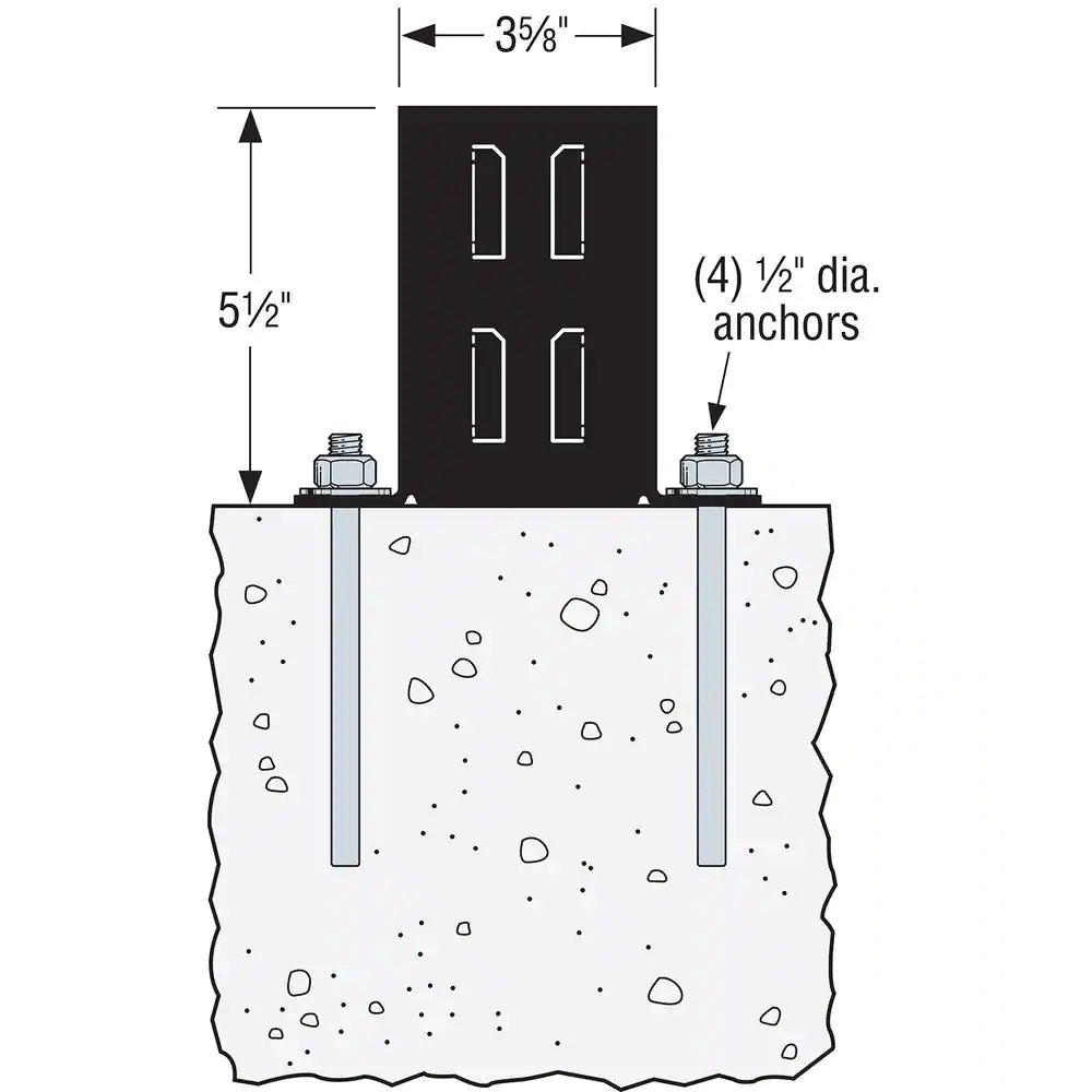 Simpson Strong-Tie E-Z Base Black Powder-Coated Post Base for 4x4 Nominal Lumber