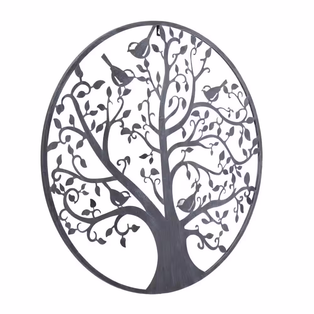 Litton Lane Metal Dark Gray Bird Wall Decor with Cutout Designs