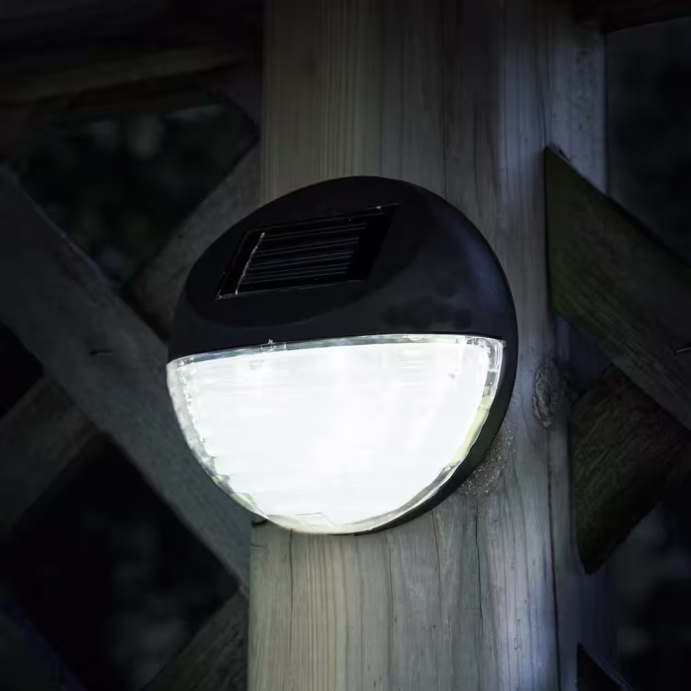 Pure Garden Solar Powered Black Round LED Light (4-Pack)