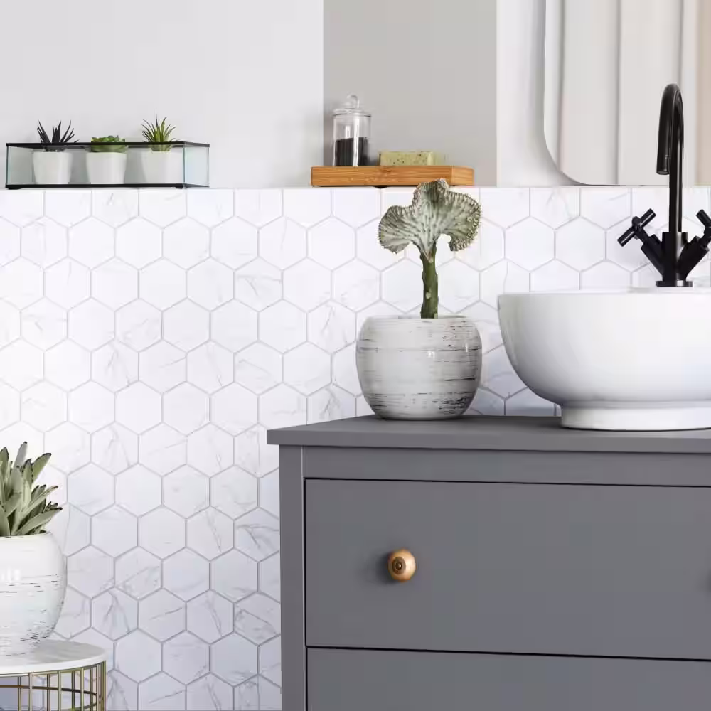 Merola Tile Carrione Super Hex Matte Carrara 10 in. x 11-1/2 in. Porcelain Mosaic Tile (8.2 sq. ft./Case)