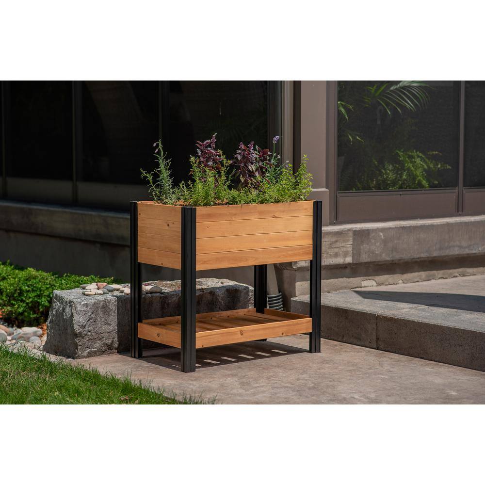 VITA Mezza 32 in. L x 18 in. W x 33 in. H Sprout Farm, Golden Brown, Cedar, Elevated Garden, VT17719