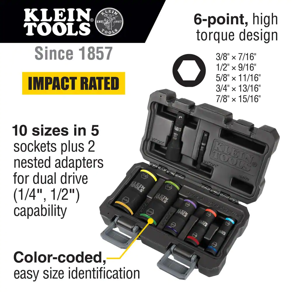 Klein Tools Flip Impact Socket Set, 7-Piece