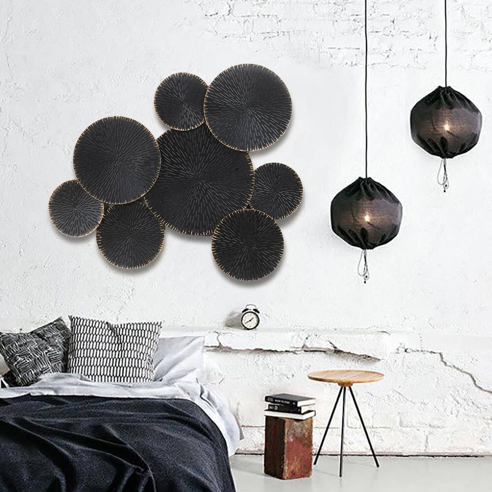 LuxenHome Abstract Black with Gold Large Metal Work Iron Wall Decor