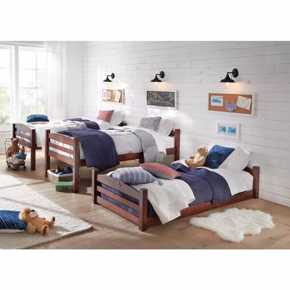 Dorel Living Noma Mocha Twin Triple Wood Bunk Bed Frame