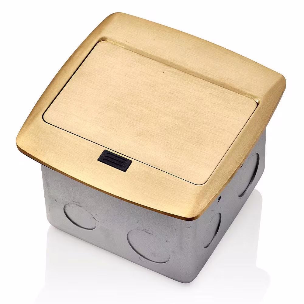 Leviton Pop-Up Floor Box with 3-Port QuickPort Insert, Brass