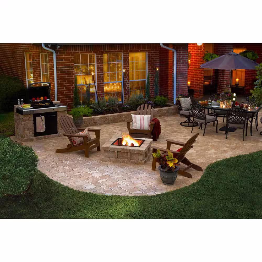 Pavestone RumbleStone 38.5 in. x 21 in. Square Concrete Fire Pit Kit No. 3 in Greystone